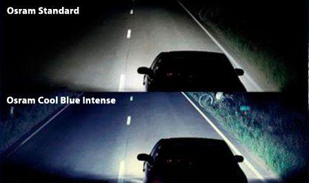 Lâmpada Cool Blue comparada na estrada