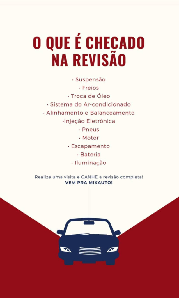 Infográfico sobre itens verificados durante a revisão automotiva